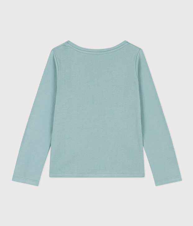 Camiseta de algod&oacute;n de manga larga de ni&ntilde;a verde