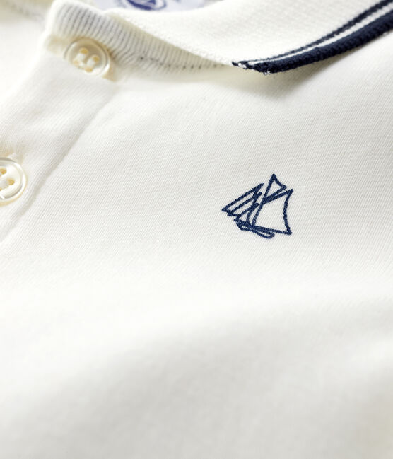 Mono corto de polo para bebé niño blanco MARSHMALLOW