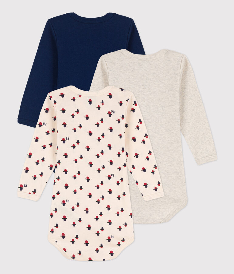 Juego de 3 bodis de algod&oacute;n de manga larga para beb&eacute; multicolor