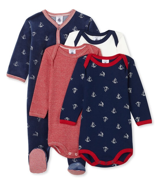 Conjunto para bebé niño con pijama de terciopelo y bodis de manga larga de punto variante 1