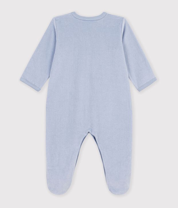 Pijama de terciopelo liso con estampado para beb&eacute; NEW PLACID