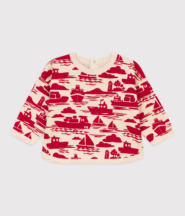 Sudadera de mulet&oacute;n estampada para beb&eacute; crudo/rojo
