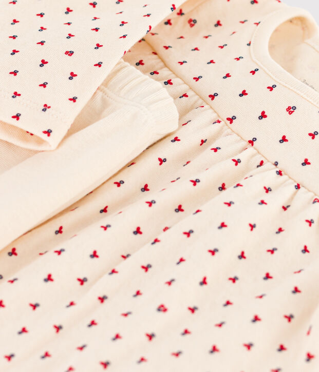 Vestido legging estampado de beb&eacute; de t&uacute;bico de algod&oacute;n crudo/multicolor