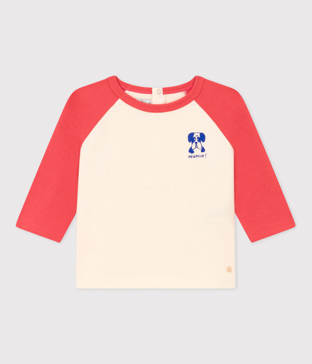 Camiseta de manga larga de jersey para beb&eacute; crudo/naranja