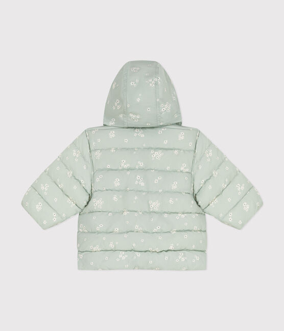 Plumífero estampado con capucha plegable para bebé verde HERBIER/blanco MULTICO