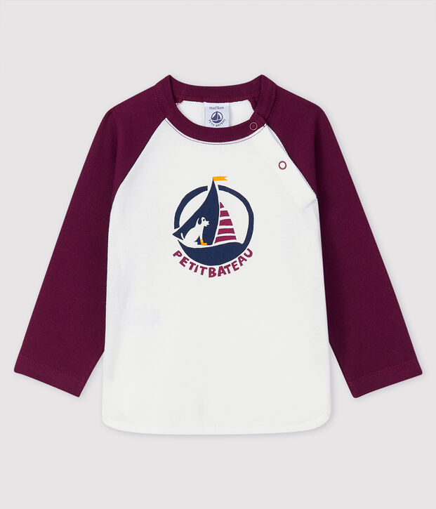 Camiseta para beb&eacute; ni&ntilde;o blanco/violeta