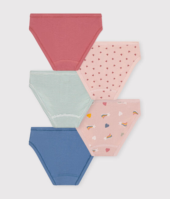 Juego de 5 braguitas de algodón con corazones para niña variante 1