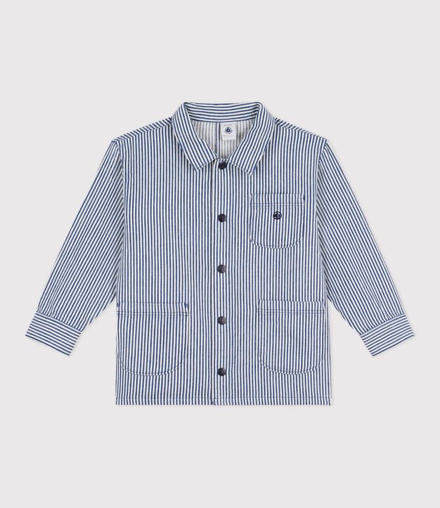 Chaqueta infantil de algod&oacute;n a rayas azul/blanco