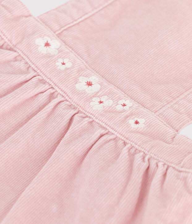 Vestido de pana con bordado de flores en la cintura para beb&eacute; JOLI