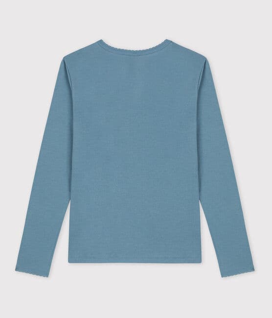 Camiseta L'ICONIQUE de punto «cocotte» de algodón orgánico de mujer azul ROVER