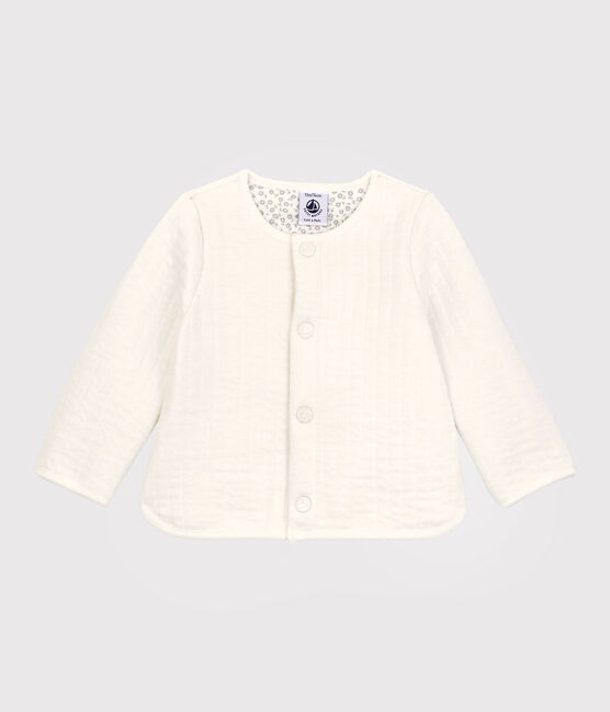 Cárdigan de tejido túbico acolchado de bebé. blanco MARSHMALLOW