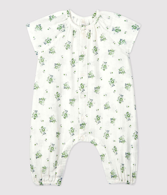 Mono largo con estampado de flores de gasa de algodón ecológico para bebé blanco MARSHMALLOW/blanco MULTICO