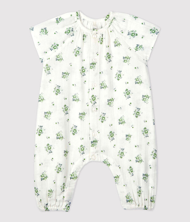 Mono largo con estampado de flores de gasa de algod&oacute;n ecol&oacute;gico para beb&eacute; blanco/multicolor