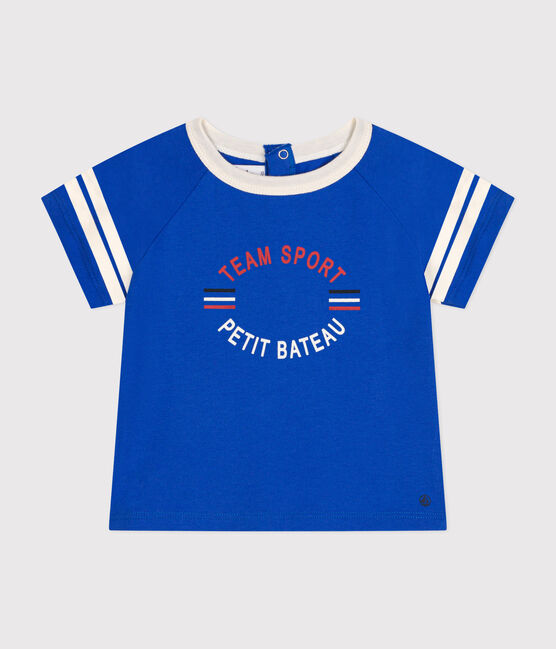Camiseta de manga corta de punto fino para bebé azul CALVIN