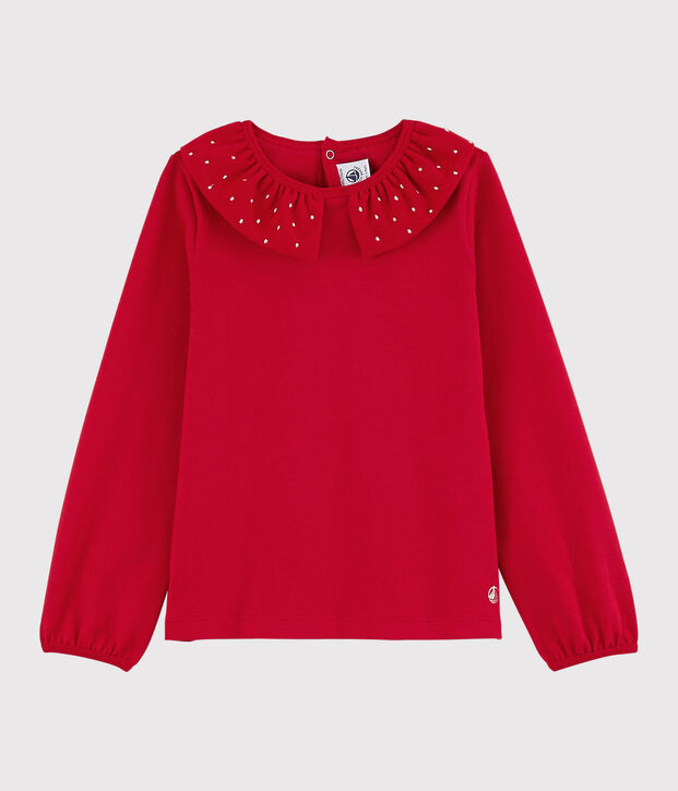 Camiseta de manga larga infantil para ni&ntilde;a rojo