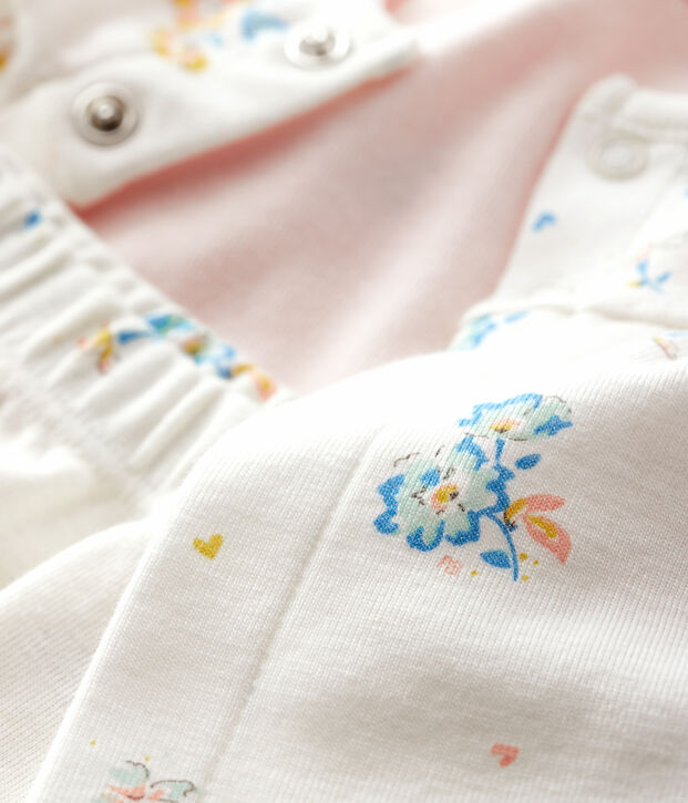 Conjunto de 3 piezas para beb&eacute; ni&ntilde;a de punto blanco/multicolor