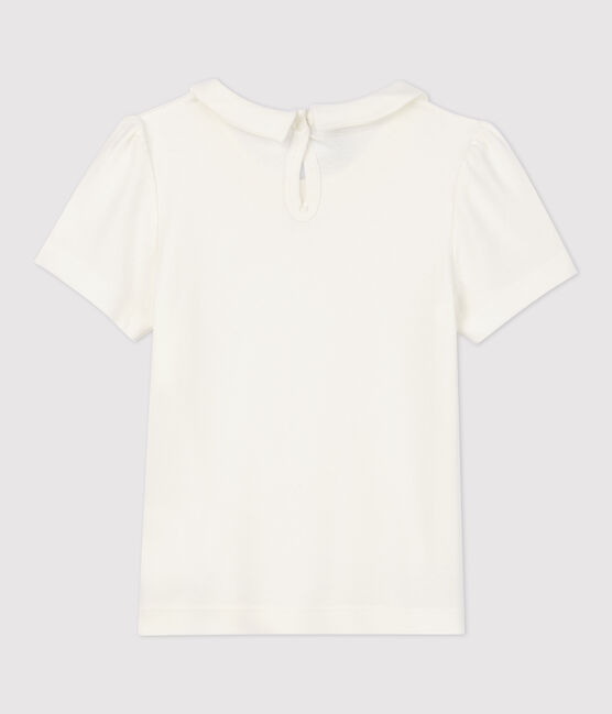 Camiseta de manga corta de algodón orgánico de niña blanco MARSHMALLOW