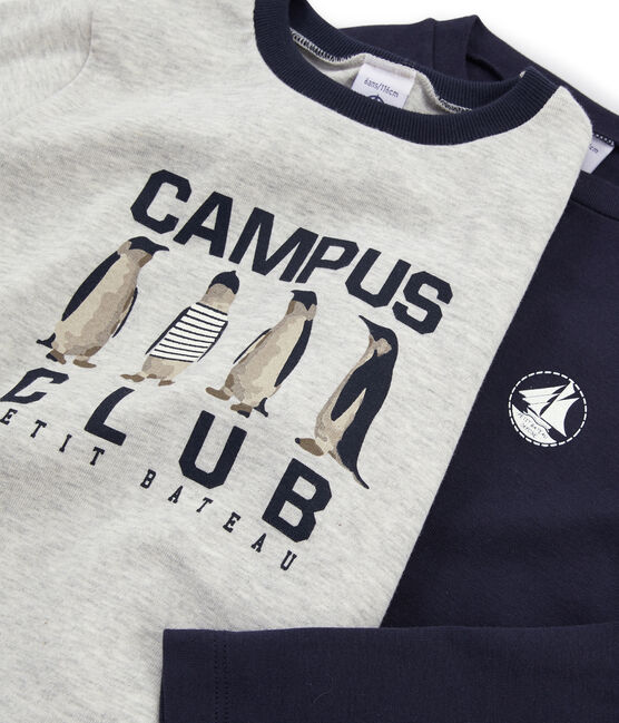 Juego de 2 camisetas de niño: serigrafiada + lisa variante 1