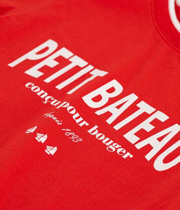 Camiseta infantil de manga corta de algod&oacute;n rojo