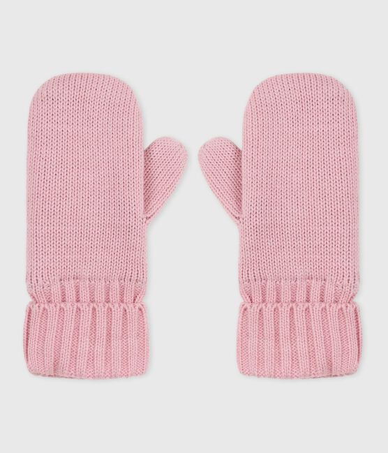 Manoplas infantiles de punto tricotado con forro polar rosa CHARME