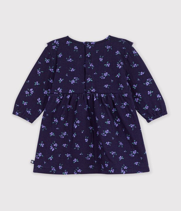 Vestido de algod&oacute;n de manga larga con estampado de flores para beb&eacute; azul/multicolor
