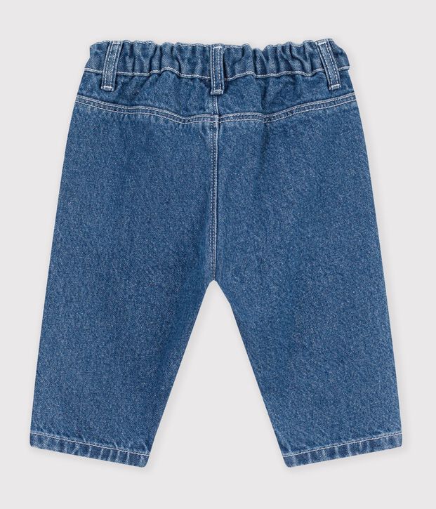 Pantal&oacute;n denim liso para beb&eacute; azul