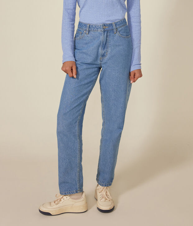 Pantal&oacute;n denim recto para mujer azul