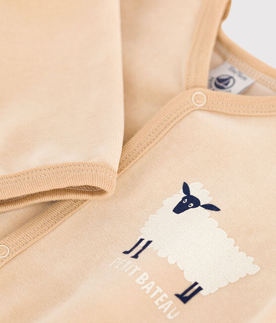 Pelele de terciopelo con motivo de oveja para bebé beige TRENCH