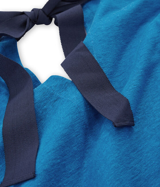 Vestido manga corta de lino para mujer azul RIYADH
