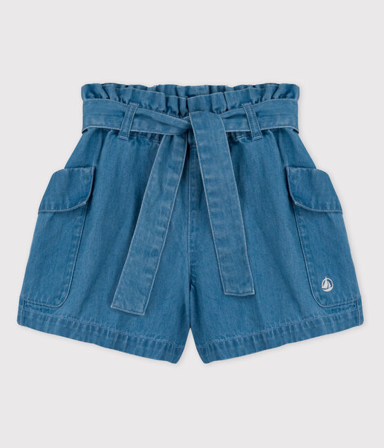 «Shorts» de tejido vaquero orgánico de niña azul DENIM CLAIR CN