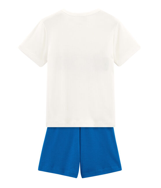 Pijama corto de punto para niño azul RIYADH/blanco MARSHMALLOW