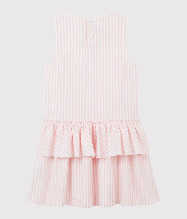 Vestido sin mangas de punto de ni&ntilde;a rosa/blanco