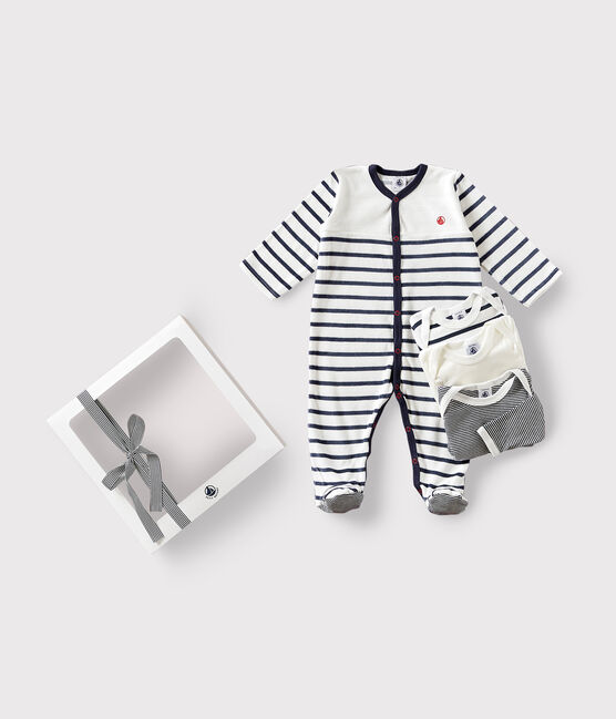 Lote de 1 pijama y 3 bodis de rayas para bebé variante 1