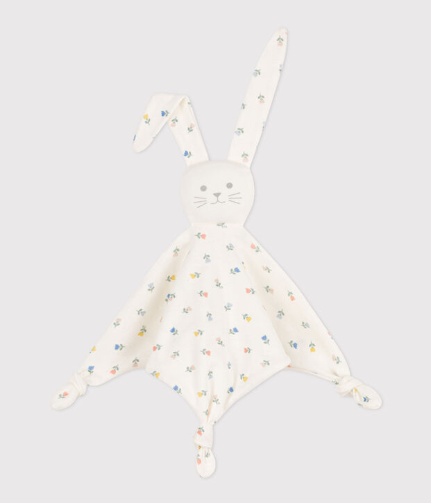 Doudou de algod&oacute;n con flores blanco/multicolor