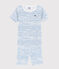 Pijama corto snugfit con estampado de olas de algodón de niño blanco MARSHMALLOW/azul COOL