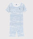 Pijama corto snugfit con estampado de olas de algodón de niño