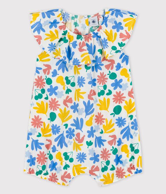 Mono corto con estampado de flores de popelina de bebé blanco MARSHMALLOW/blanco MULTICO
