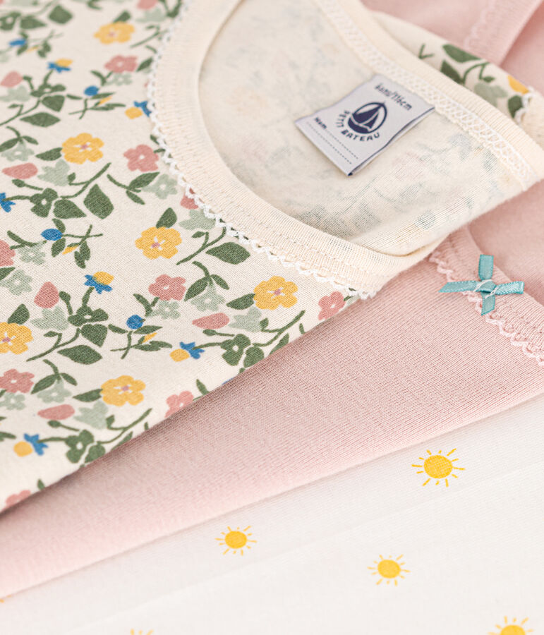 Juego de 3 camisetas infantiles de algod&oacute;n de manga corta multicolor