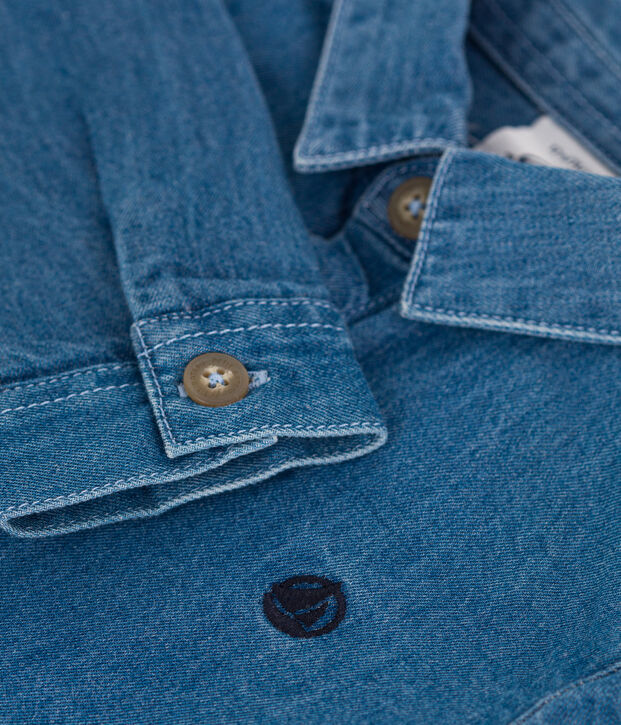 Camisa vaquera lisa para beb&eacute; azul