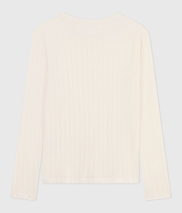 Camiseta Ic&oacute;nica de manga larga de algod&oacute;n calado para mujer MILK