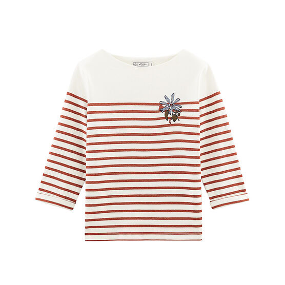 Jersey marinero manga larga para mujer blanco MARSHMALLOW/rosa COPPER