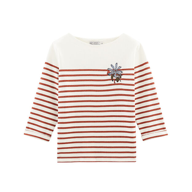 Jersey marinero manga larga para mujer blanco/rosa