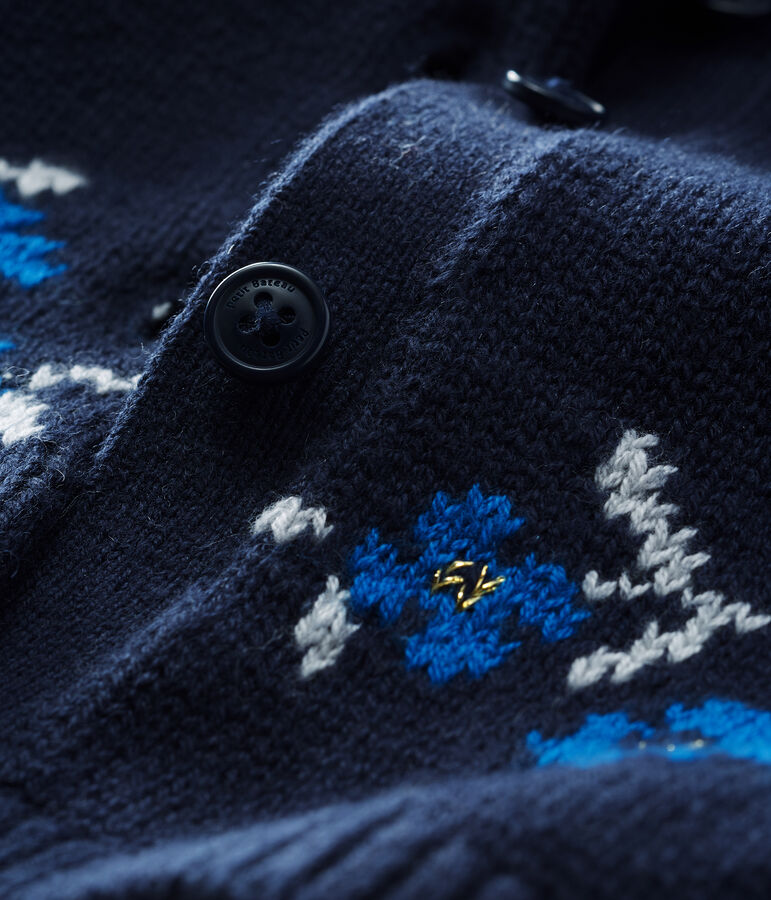 C&aacute;rdigan de punto de lana y algod&oacute;n para beb&eacute; ni&ntilde;a azul/multicolor