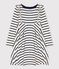 Vestido de manga larga para niña beige COQUILLE/azul SMOKING CN