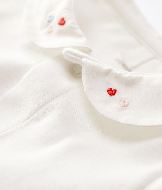 Bodi blanco con cuello de bebé de algodón orgánico blanco MARSHMALLOW