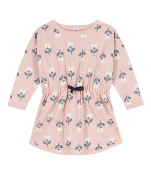 Vestido estampado de mulet&oacute;n de manga larga para ni&ntilde;a rosa/multicolor