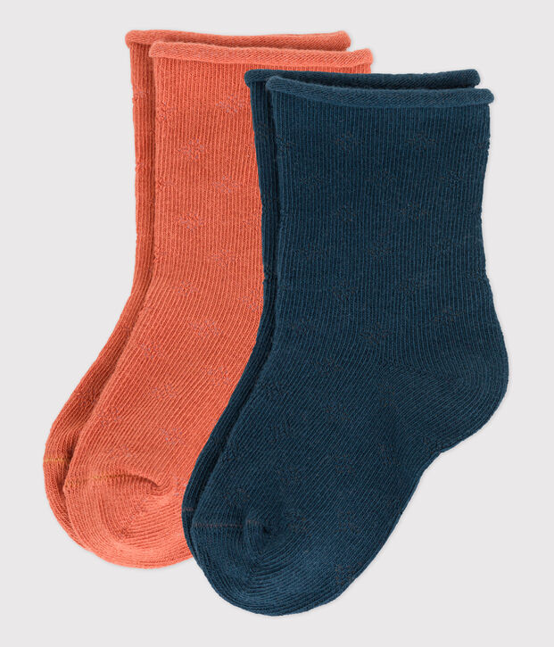 Juego de 2 pares de calcetines calados para beb&eacute; multicolor