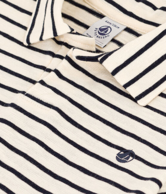Polo de manga corta de algodón para niño blanco AVALANCHE/azul SMOKING
