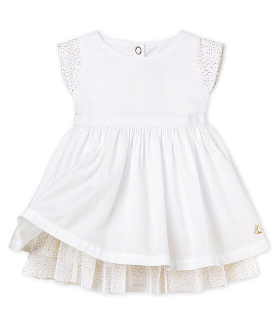 Vestido de manga corta de ceremonia para bebé niña blanco ECUME