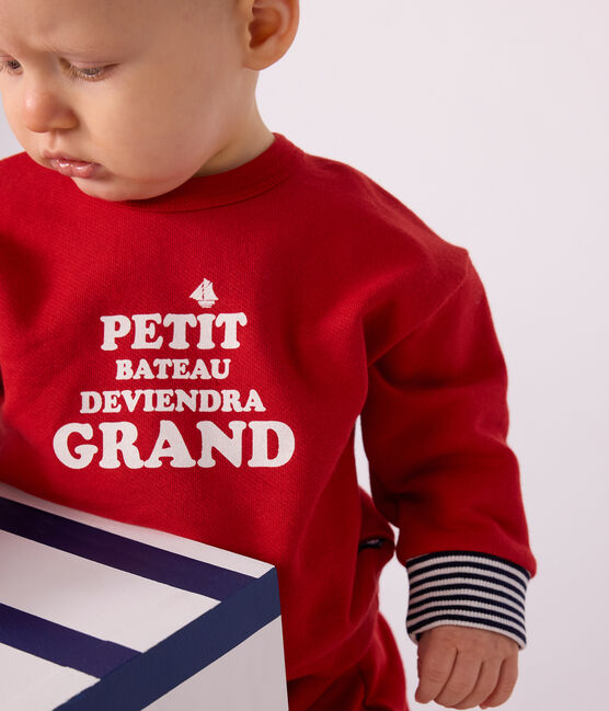Sudadera de algodón con estampados para bebé rojo POMPEI